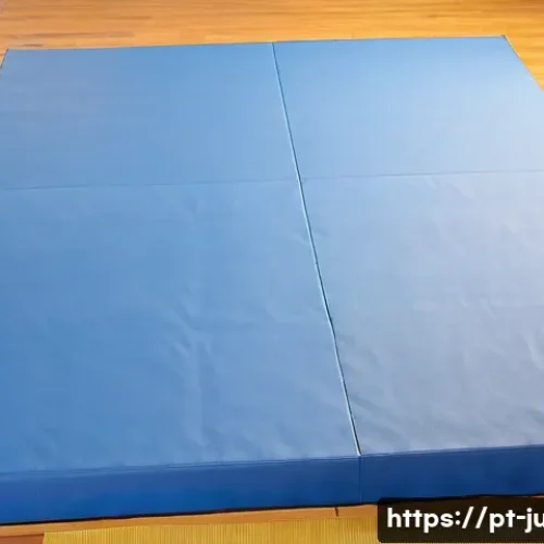 유도 전용 매트 종류 - A high-quality judo training room featuring modular PVC-covered tatami mats with 4-5 cm thickness, a...