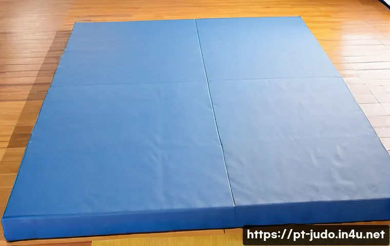 유도 전용 매트 종류 - A high-quality judo training room featuring modular PVC-covered tatami mats with 4-5 cm thickness, a...